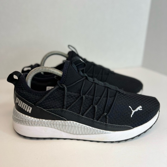 PUMA Pacer Next Cage Womens Black-White Knit Athletic Running Shoes Sz 8.5M Nice - Picture 2 of 16